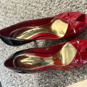 Antonio Melani Red and Black Women's Peep Toe Heels